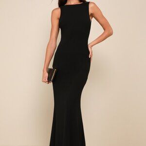 Lulus Love In Your Eyes Black Knotted Mermaid Maxi Dress - Size M